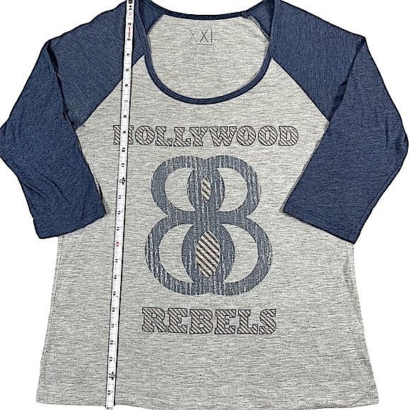 XXI size large grey & blue baseball style shirt with “Hollywood Rebels” on front - Picture 7 of 8